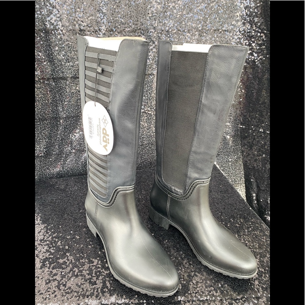 Black Leather High Boot by DAV